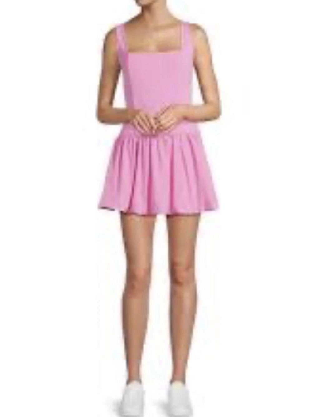 NWT ANTONIO MELANI Pink Satin Solid Lined Bubble Hem Mini Dress Square Neck